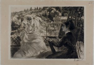 Villa Brancasin terassi tekijältä Félix Henri Bracquemond