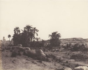 Karnak Thebes, Avenue of Sphinxes - Yleinen näkymä pisteestä G, 1851-52, painettu 1853-54. tekijältä Félix Teynard