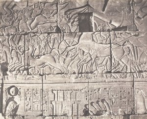 Karnak Thebes, palatsin kotelo - Yksityiskohdat Point O:n veistoksia, 1851-52, painettu 1853-54.