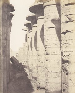 Karnak Thebes, Palatsi - Hypostyle Hall - Keski-pylväikkö Nähty alkaen ..., 1851-52, painettu 1853-54. tekijältä Félix Teynard