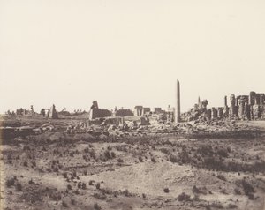 Karnak Thebes, yleinen näkymä raunioista koillisesta otettuna, V, 1851-52, painettu 1853-54. tekijältä Félix Teynard