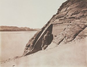 Large Speos - Näkymä Ramses II:n Sand Slope -temppelistä, Abu Simbel, 1851-1852. tekijältä Félix Teynard
