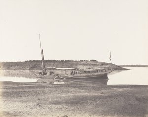 Louksor, Petit Bras du Nile - Voyageurs Barque, 1851-52, painettu 1853-54. tekijältä Félix Teynard