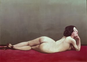 Makaa alastomana punaisella matolla tekijältä Félix Vallotton