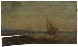 Martiguesin edustalla, keltainen purje, n. 1875 (öljy puulle) tekijältä Félix Ziem