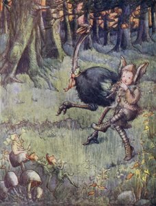 Strutsi, jonka Tootles veisi kävelylle (värilitografia).
