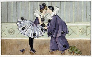 Pierrot ja Colombine - dess. kirjoittanut Florence Hardy, deb. 20. vuosisata