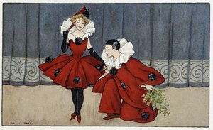 Pierrot ja Colombine - dess. kirjoittanut Florence Hardy, deb. 20. vuosisata