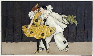 Pierrot ja Colombine - dess. kirjoittanut Florence Hardy, deb. 20. vuosisata