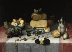 Asetelma juuston kanssa, n. 1615
