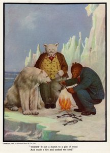 Nalle - B laittoi tulitikkua puukasaan ja teki tulen ja keitti ruoan