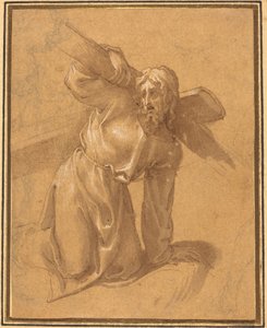 Kristus kaatuu ristin alle tekijältä Follower of Francesco Salviati