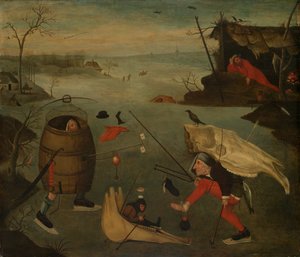 Groteski kaksintaistelu jäällä tekijältä Follower of Hieronymus Bosch