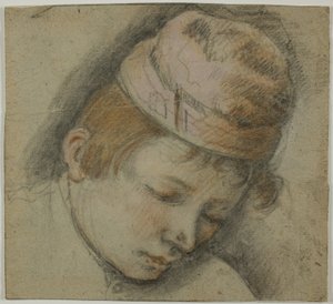 Nuorten päällikkö vaaleanpunaisessa lippisessä tekijältä Follower of Jacopo Bassano