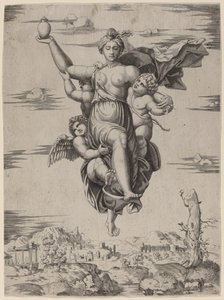 Psyke kuljetettiin Olympukseen tekijältä Follower of Marcantonio Raimondi after Raphael
