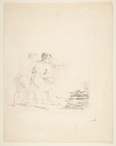 Miehet sylkevät tuleen, n. 1820-1850. tekijältä Formerly attributed to Goya