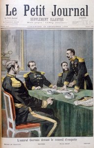 Amiraali Gervais tutkintalautakunnan edessä, 1895 tekijältä Fortuné Méaulle