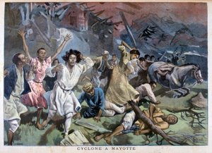 Sykloni Mayottessa, 1898. tekijältä Fortuné Méaulle