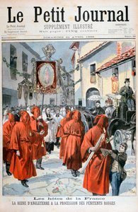 Kuningatar Victoria katsomassa punaisten katuvien kulkuetta, 1898. tekijältä Fortuné Méaulle