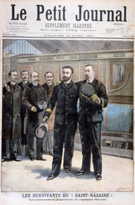Saint Nazairen kaupungin eloonjääneet, komentaja Jagueneau ja kapteeni Nicolai, 1897 tekijältä Fortuné Méaulle