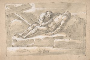 Kuollut Kristus, jota sivuhaavaansa kunnioittava Magdalen suree., 1787-1863.