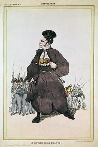 Karikatyyri paroni Pasquierista Ranskan pelastajana, 1830 tekijältä Fortune Delarue