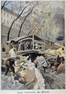 Rakennustyömaa Pariisissa - "" Le petit Journal" -julkaisussa 14.5.1899 tekijältä Fortune Louis Meaulle