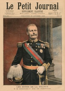 French Hosts, Hänen Majesteettinsa Carlos I, Portugalin kuningas, etukannen kuvitus "Le Petit Journalista", liitekuva, 20. lokakuuta 1895