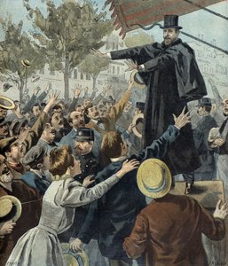 Paul deroulede mielenosoituksessa Pariisissa vuonna 1898 (kaiverrus).