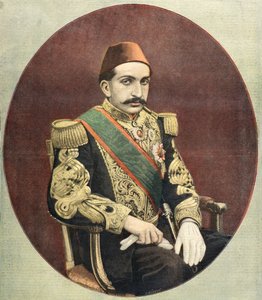 Abdul - Hamid Khanin, Osmanien valtakunnan sulttaanin muotokuva 1897 (kaiverrus) tekijältä Fortune Louis Meaulle
