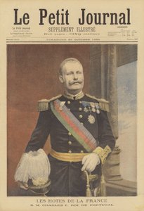 Kuninkaalliset vierailijat Ranskaan: Carlos I, Portugalin kuningas (värilitho) tekijältä Fortune Louis Meaulle