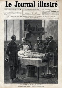 Paroni Jacques de Reinachin (1840-1892) ruumiinavaus vuonna 1892 - Meaullen kaiverrus "The Illustrous Journal" -julkaisussa 1892