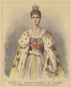Venäjän tsaaritar Aleksandra kruunausvaatteissaan