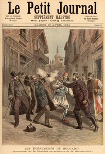 Tapahtumat Bulgariassa: Mr. Beltchefin salamurha Stefan Stambolovin (1854-95) läsnä ollessa "Le Petit Journal", 18. huhtikuuta 1891
