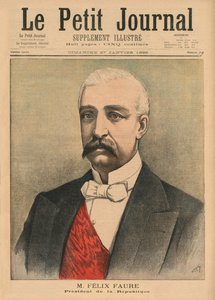 Felix Faure, Ranskan tasavallan presidentti, etukannen kuvitus "Le Petit Journalista", liitekuva, 27. tammikuuta 1895 tekijältä Fortune Louis Meaulle and Henri Meyer
