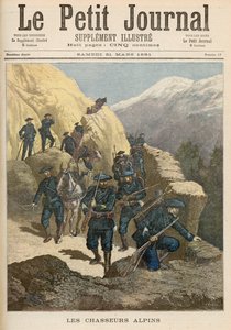 Vuoristojalkaväen sotilaat, Le Petit Journal -lehdestä, 21. maaliskuuta 1891. tekijältä Fortune Louis Meaulle and Henri Meyer