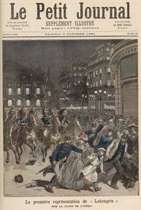 Pariisin mellakoita, jotka vastustivat "Lohengrinin" esitystä Palais Garnierissa, "Le Petit Journal", 3. lokakuuta 1891