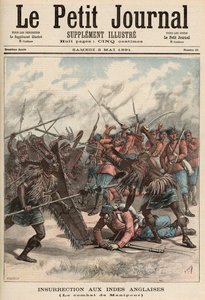 Manipurin taistelu, Le Petit Journal -lehdestä, 2. toukokuuta 1891 (värillinen kaiverrus).