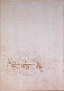 Maatila puiden keskellä (kääntöpuoli) (kynä, ruskea ja musta muste paperille) (etusivu ks. 152660) tekijältä Fra Bartolomeo