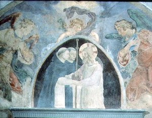 Kristus pyhiinvaeltajien kanssa (fresko) tekijältä Fra (c.1387 1455) Angelico