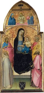 Madonna ja lapsi pyhimysten kanssa, n.1411-13 (tempera paneelille). tekijältä Fra (c.1387-1455) Angelico