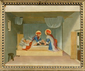 Pyhän Markuksen alttari, predella: Cosmas ja Damianus parantavat diakoni Justinianusta. tekijältä Fra (c.1387-1455) Angelico