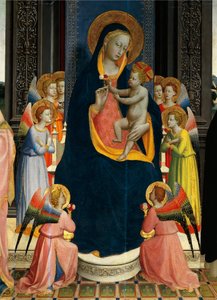 Giovanni da Fiesole, Fra Angelico (1400-noin 1455), tempera puulla, yksityiskohta Madonna ja lapsi pyhien kanssa