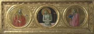 Kristus surujen miehenä pyhän Magdalan Marian ja evankelista Johannes pyhänä rinnalla tekijältä Fra Angelico