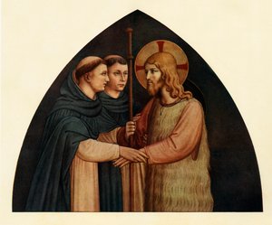 Kristus pyhiinvaeltajana, jonka kohtasivat kaksi dominikaanista, 1400-luku, n. 1909 tekijältä Fra Angelico