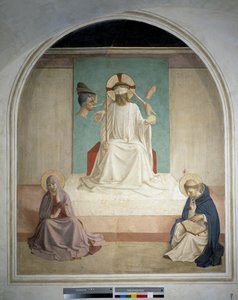 Kristus pilkkaa Neitsyen ja Pyhän Hieromuksen kanssa. Fresko Guido di Pietro tekijältä Fra Angelico