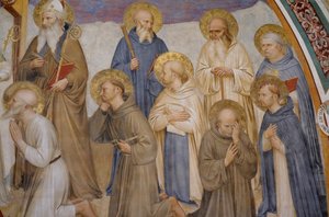 Ristiinnaulitseminen pyhimysten kanssa tekijältä Fra Angelico
