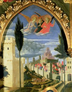 Santa Trinitan alttaritaulu, yksityiskohta surevista enkeleistä, n.1434, tempera ja kultaa paneelille. tekijältä Fra Angelico