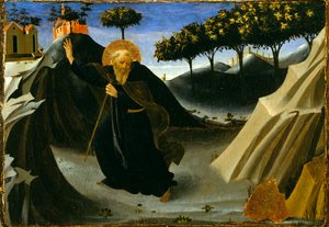 St. Anthony Abbot shunning the Mass of Gold, 1430s (tempera ja kultalehti paneelissa) tekijältä Fra Angelico