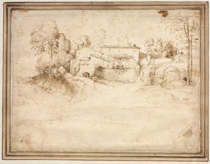 Maalaistalo kukkulan rinteessä, n. 1508. tekijältä Fra Bartolommeo